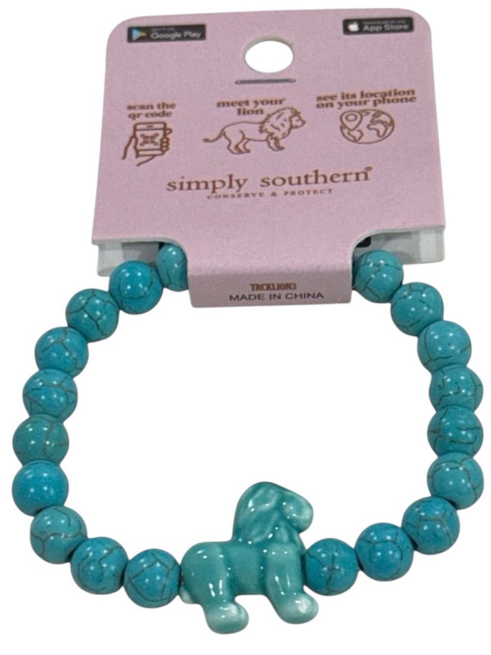 Simply Southern Lion Tracking Turquoise Beaded Bracelet NWT